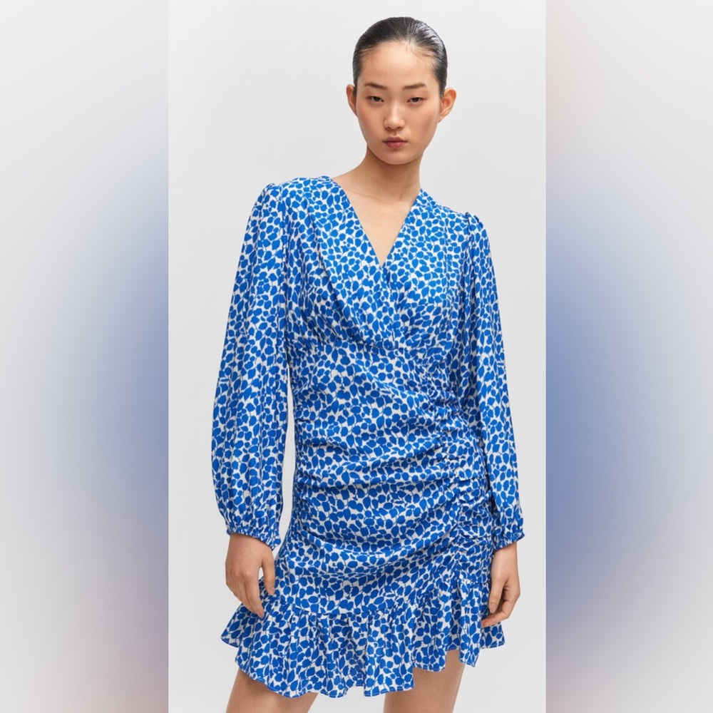 Printed ruched dress